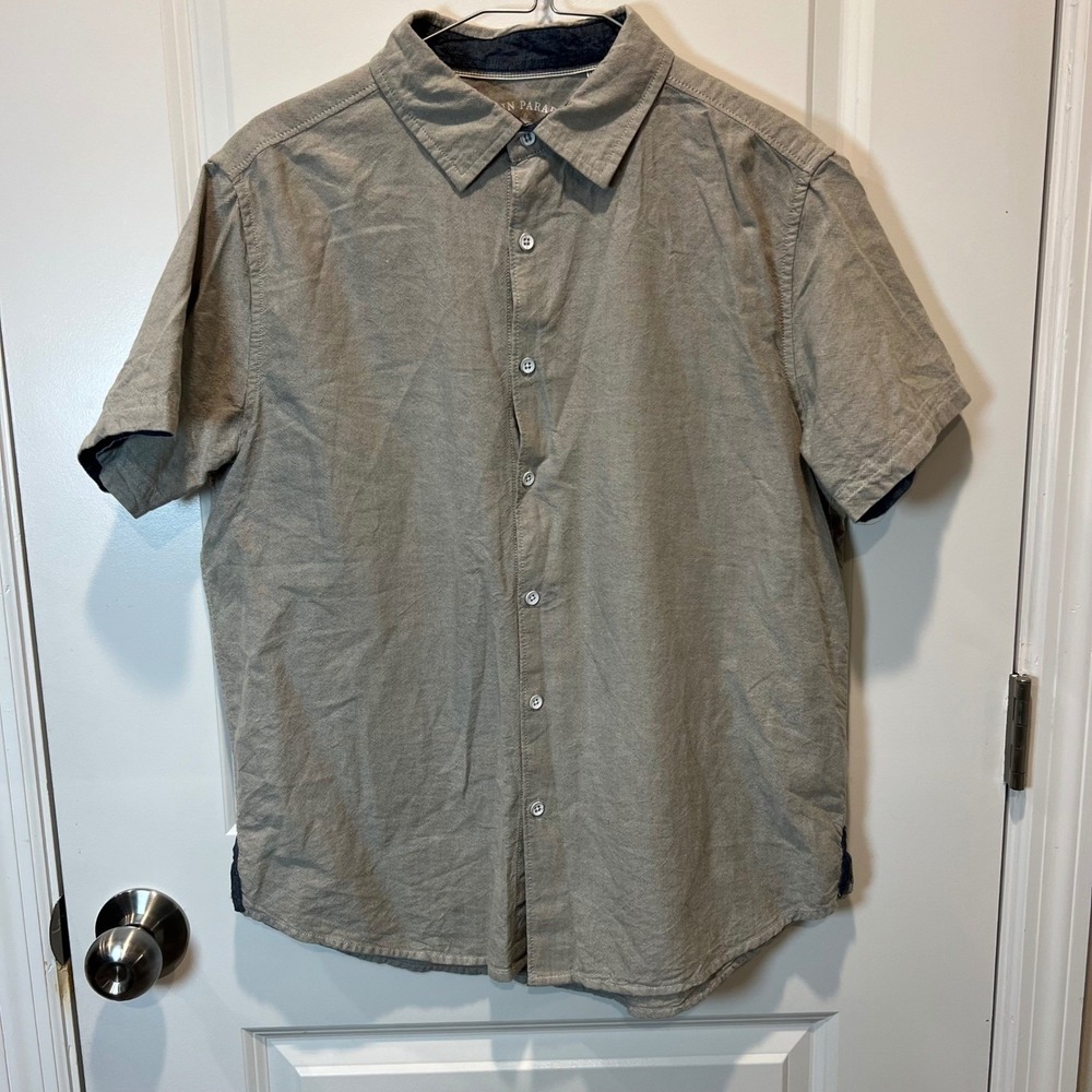 Free Planet Lost in Paradise Cotton Short Sleeve Button Up Shirt Men's M‎